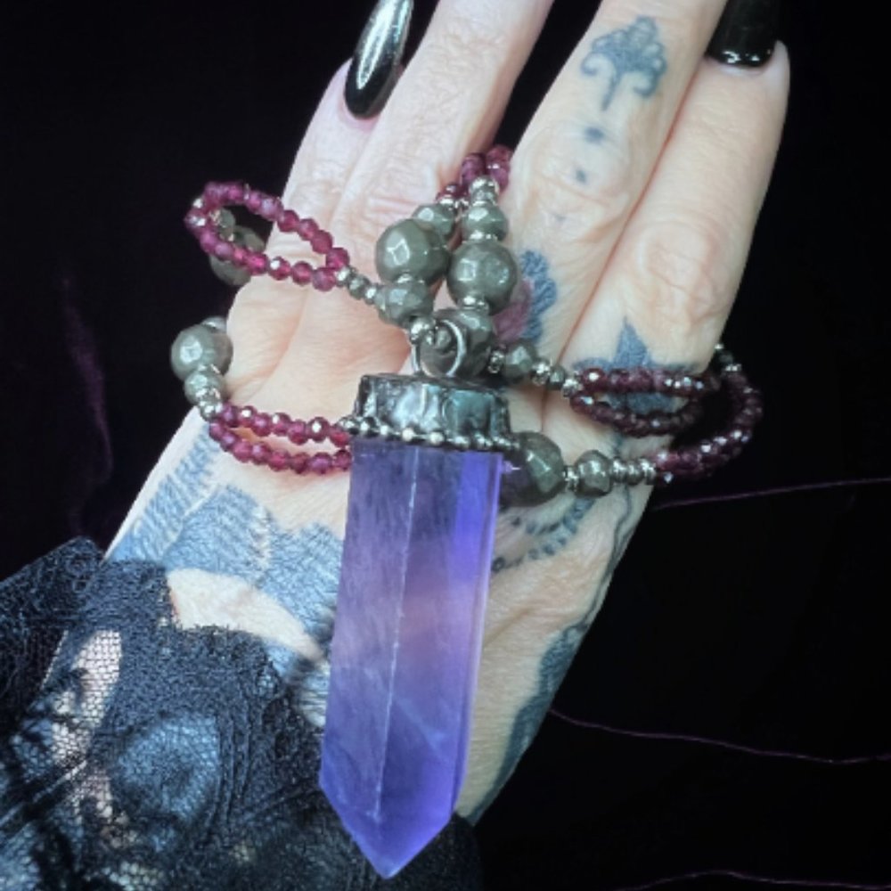 The "Purple Veil", Amethyst Crystal Point Necklace